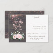 バラ金ゴールド素朴タイポグラフィRSVP 出欠カード (正面/裏面)