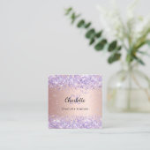 バラ金ゴールド紫色クリーニングサービスフォトqrコード スクエア名刺 (スタンド正面)