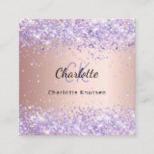 バラ金ゴールド紫色クリーニングサービスフォトqrコード スクエア名刺 (正面)