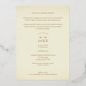 バラ金ゴールド結婚のたった今結婚しました手入力 箔招待状 (裏面)