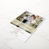 バラ金ゴールド結婚のたった今結婚しました手入力 箔招待状 (回転した状態)