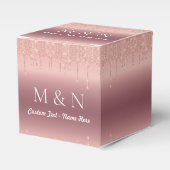 バラ金ゴールド結婚のギフトボックスの名前をカスタムすると手紙 フェイバーボックス (正面サイド)