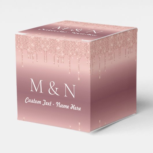 バラ金ゴールド結婚のギフトボックスの名前をカスタムすると手紙 フェイバーボックス (正面サイド)