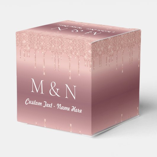 バラ金ゴールド結婚のギフトボックスの名前をカスタムすると手紙 フェイバーボックス (裏面サイド)