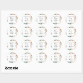 バラ金ゴールド結婚のステッカー、ピンクフローラの好意 ラウンドシール (シート)