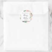 バラ金ゴールド結婚のステッカー、ピンクフローラの好意 ラウンドシール (バッグ)