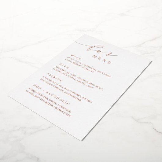 バラ金ゴールド結婚のバーメニュー披露宴表の記号 箔招待状 (回転した状態)