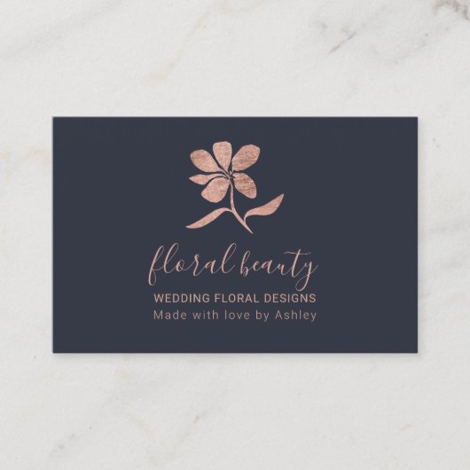 バラ金ゴールド結婚のフローラデザイナーブルー 名刺 (正面)