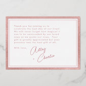 バラ金ゴールド結婚の写真ありがとう 箔シーズンカード (裏面)