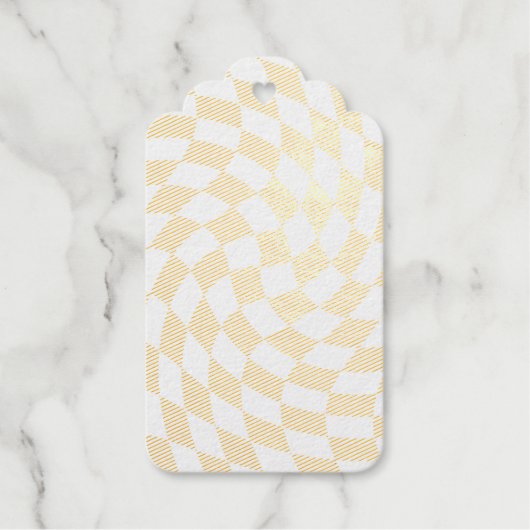 バラ金ゴールド結婚の収集チェック市松模様に ギフトタグ (正面)