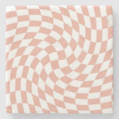 バラ金ゴールド結婚の収集チェック市松模様に ストーンコースター (正面)