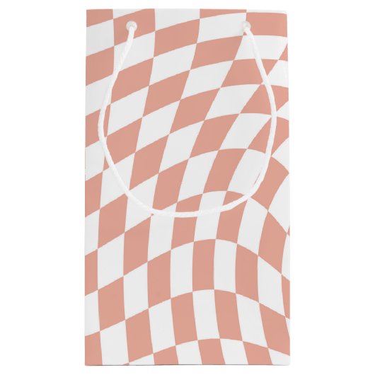 バラ金ゴールド結婚の収集チェック市松模様に スモールペーパーバッグ (裏面)