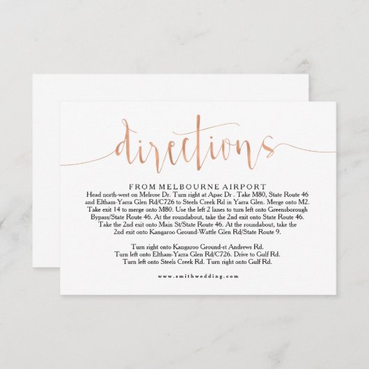 バラ金ゴールド結婚の方向情報カード エンクロージャーカード (正面/裏面)