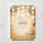 バラ金ゴールド結婚の黒板の下の星 招待状 (裏面)