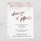 バラ金ゴールド結婚の「プランの変更」カード 招待状 (正面/裏面)