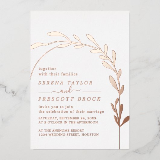 バラ金ゴールド結婚アー実在チフォイル招待状 箔招待状 (正面)