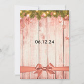 バラ金ゴールド結婚クリスマスツリー、ライト&リボン 招待状 (裏面)