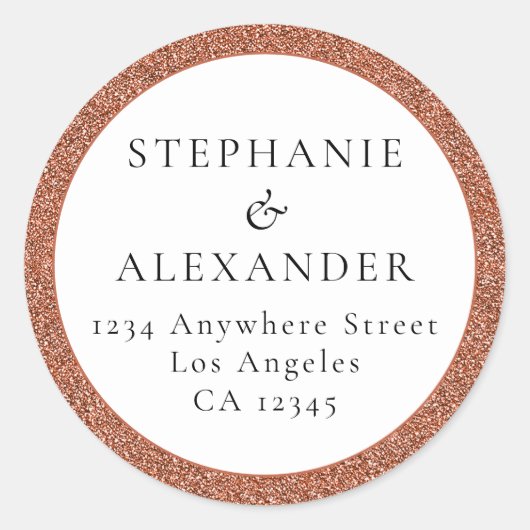 バラ金ゴールド結婚グリッター名差出人住所 ラウンドシール (正面)