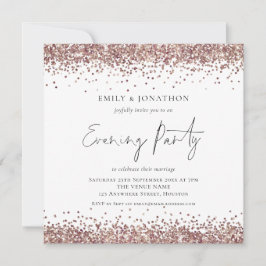 バラ金ゴールド結婚グリッター夕べパーティースクエア 招待状