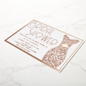 バラ金ゴールド結婚ズガウンヴィンテージレトロブライダルシャワー 箔招待状 (回転した状態)