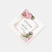 バラ金ゴールド結婚フローラのエレガントピンク幾何学模様 スタンダードカクテルナプキン (角)