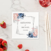 バラ金ゴールド結婚フローラのエレガントピンク幾何学模様 スタンダードカクテルナプキン (インサイチュ)