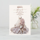 バラ金ゴールド結婚フローラドレスブライダルシャワー 招待状 (スタンド正面)