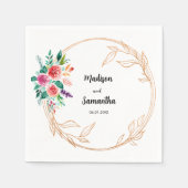 バラ金ゴールド結婚フローラナプキン スタンダードカクテルナプキン (正面)