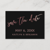 バラ金ゴールド結婚ブラックのWebサイト日付カードを保存 名刺 (裏面)