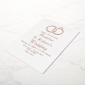 バラ金ゴールド結婚リングや輪の押し箔招待状 箔シーズンカード (回転した状態)