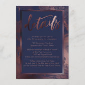 バラ金ゴールド結婚大理石の詳細オーバーネイビーブルー エンクロージャーカード (正面)