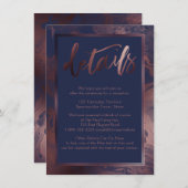 バラ金ゴールド結婚大理石の詳細オーバーネイビーブルー エンクロージャーカード (正面/裏面)