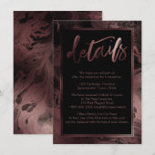 バラ金ゴールド結婚大理石詳細オーバーブラック エンクロージャーカード (正面/裏面)