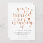 バラ金ゴールド結婚式招待状赤面 招待状 (正面/裏面)