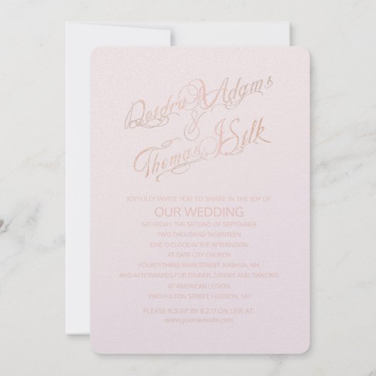 バラ金ゴールド結婚式招待状 招待状 (裏面)