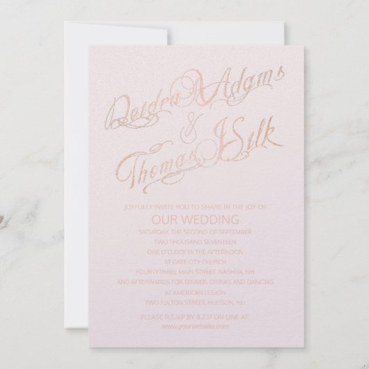 バラ金ゴールド結婚式招待状 招待状 (裏面)