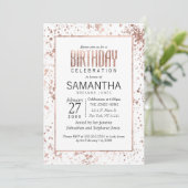 バラ金ゴールド絵を描の(ばちゃばちゃ)跳ねる誕生日パーティー招待状 招待状 (スタンド正面)