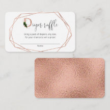 バラ金ゴールド緑モダンおむつラッフルカード