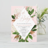 バラ金ゴールド緑化フローラバーチャル赤ちゃんシャワー少女 招待状 (スタンド正面)