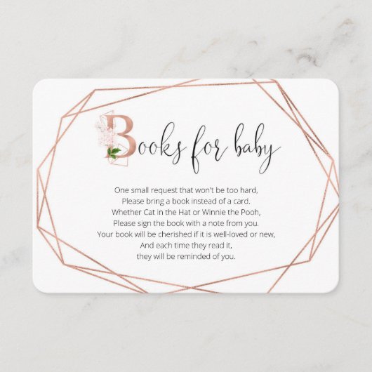 バラ金ゴールド緑化幾何学フローラ書籍ベビー エンクロージャーカード (正面)