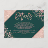 バラ金ゴールド緑結婚スクリプトの方向詳細 エンクロージャーカード (正面)