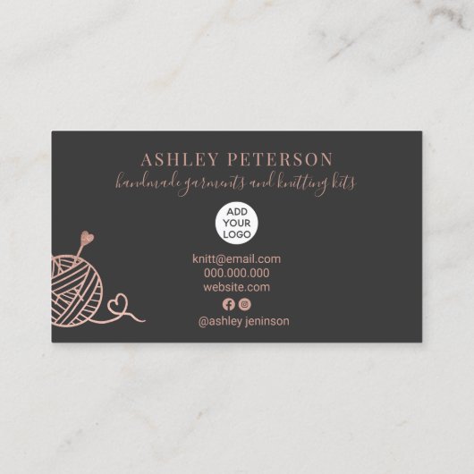 バラ金ゴールド編み物クロシェ糸手作りキットグレー 名刺 (裏面)