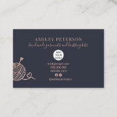 バラ金ゴールド編み物クロシェ糸手作りキットブルー 名刺 (裏面)