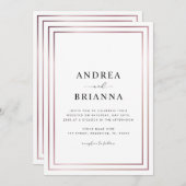 バラ金ゴールド縁どのダブルフレーム結婚すべて 招待状 (正面/裏面)