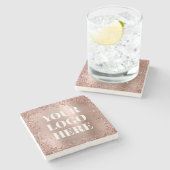 バラ金ゴールド縁どグリッターとフォイルロゴ ストーンコースター (横)