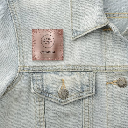 バラ金ゴールド縁どグリッターとフォイルロゴ 名札 (インサイチュ)