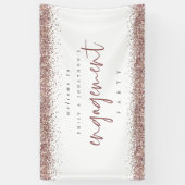 バラ金ゴールド縁どグリッター歓迎婚約パーティ 横断幕 (縦)