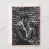 バラ金ゴールド縁どネービーブルースクリプト結婚写真 招待状 (裏面)