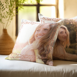 バラ金ゴールド縁どハート写真 クッション