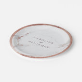 バラ金ゴールド縁どホイル大理石高級モダン結婚ズ ペーパープレート (アングル)